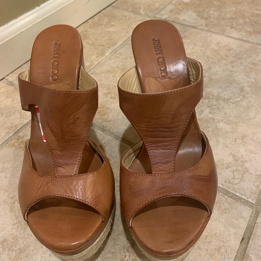 Jimmy Choo leather Sandals size 38 1/2 runs small fits like 7 1/2